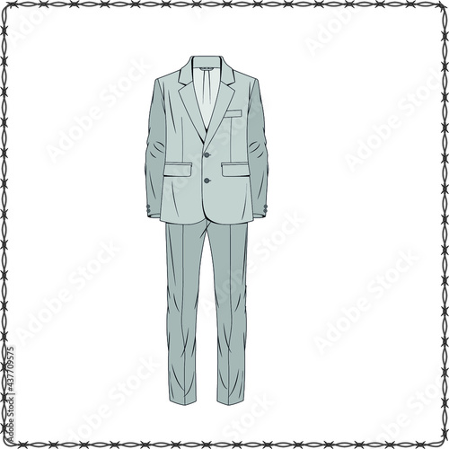 Editable fashion suits flat sketch for creating new designs mockup