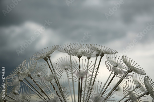 Closeup of a plastic transparent dandelion, abstract background