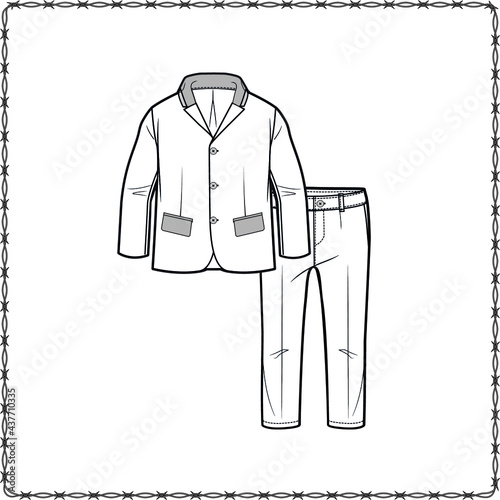 Editable fashion suits flat sketch for creating new designs mockup