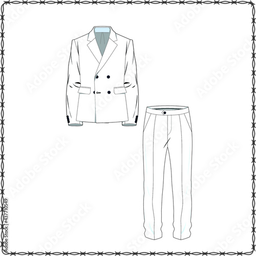 Editable fashion suits flat sketch for creating new designs mockup