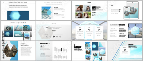 Presentation design vector templates, multipurpose template for presentation slide, flyer, brochure cover design, infographic report. Abstract geometric pattern. Corporate identity business concept.