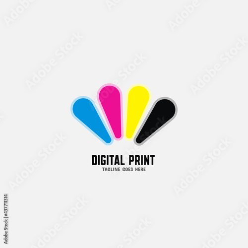 Digital print and printing logo design template. Vector illustration.