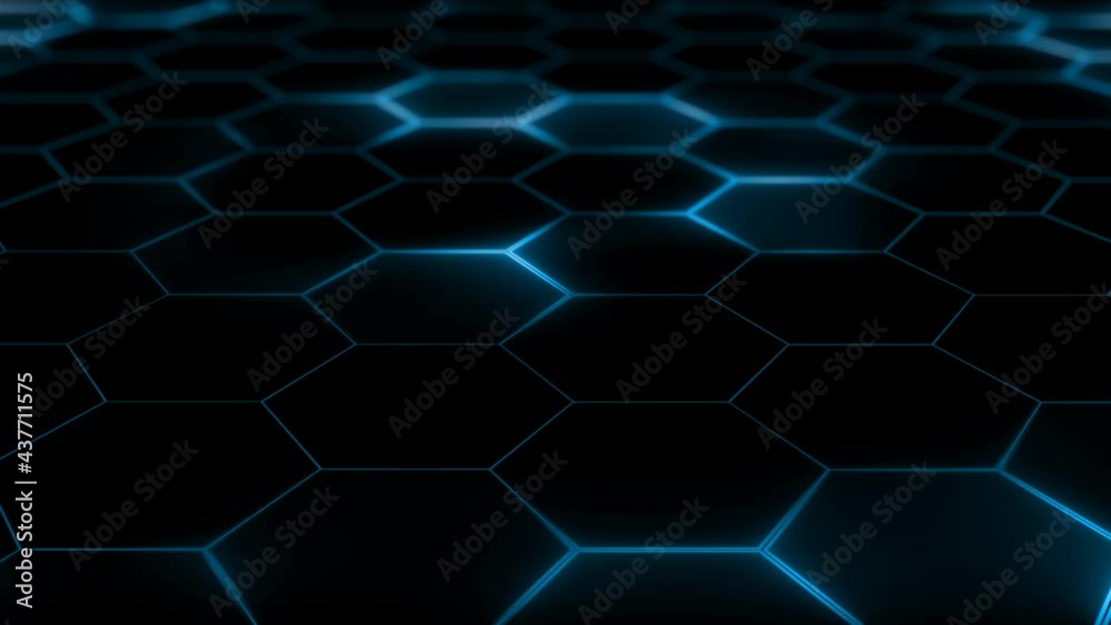 Abstract futuristic hexagon mesh with light effects. Can be used as a background for presentations, news, online media. Looped
