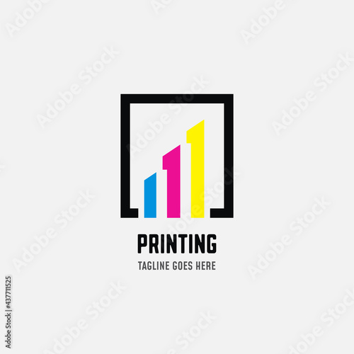 Digital print and printing logo design template. Vector illustration.