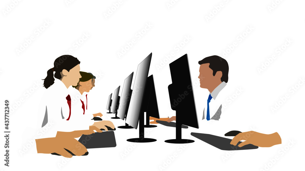 Business men and women working in the office. Business men and women working in the office.