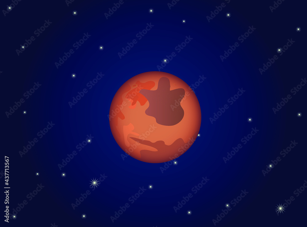 Mars on space and stars background vector Mars on space and stars background vector