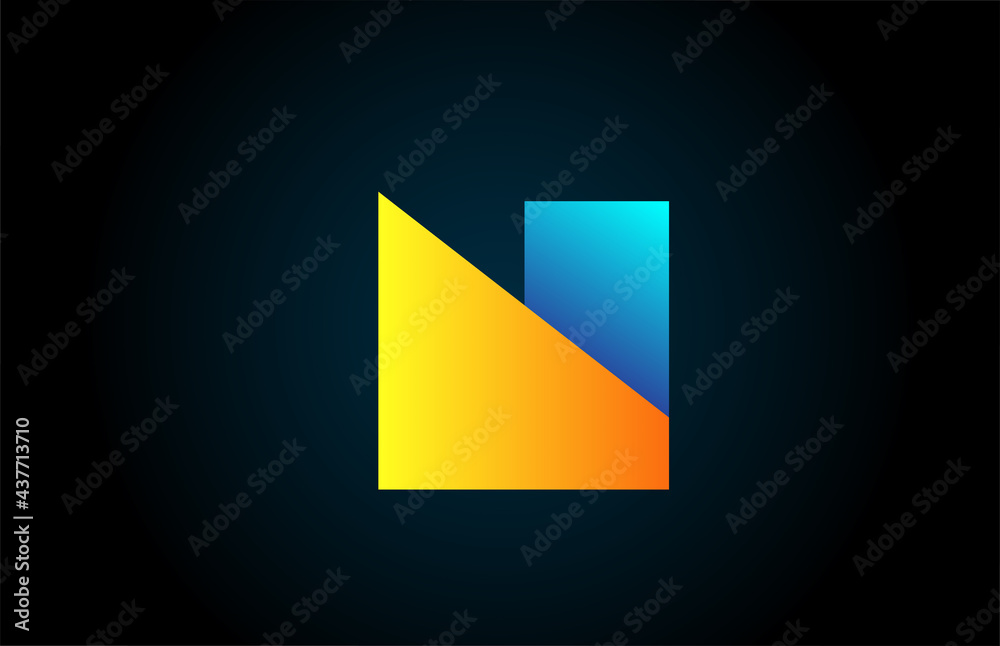 blue yellow N alphabet letter icon logo for company and business. Simple geometric gradient for corporate design blue yellow N alphabet letter icon logo for company and business. Simple geometric gradient for corporate design