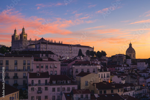 skyline of alfama district in lisbon, capital of portugal