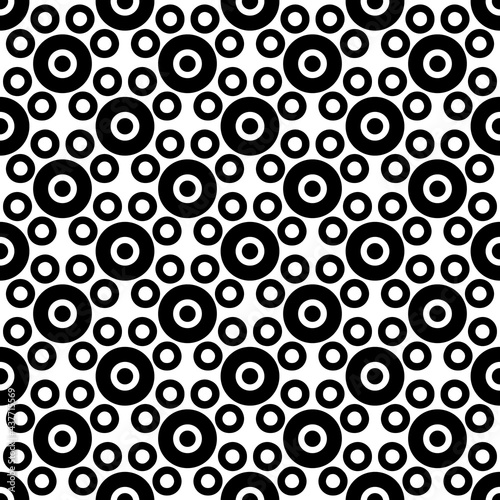 Circles pattern. Vector black circles ornament. Seamless black round shapes.