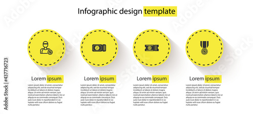 Set Basketball player, game ticket, and medal. Business infographic template. Vector