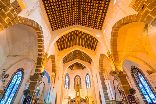 The interior of a Catholic church on Weizhou Island in Beihai, Guangxi, China