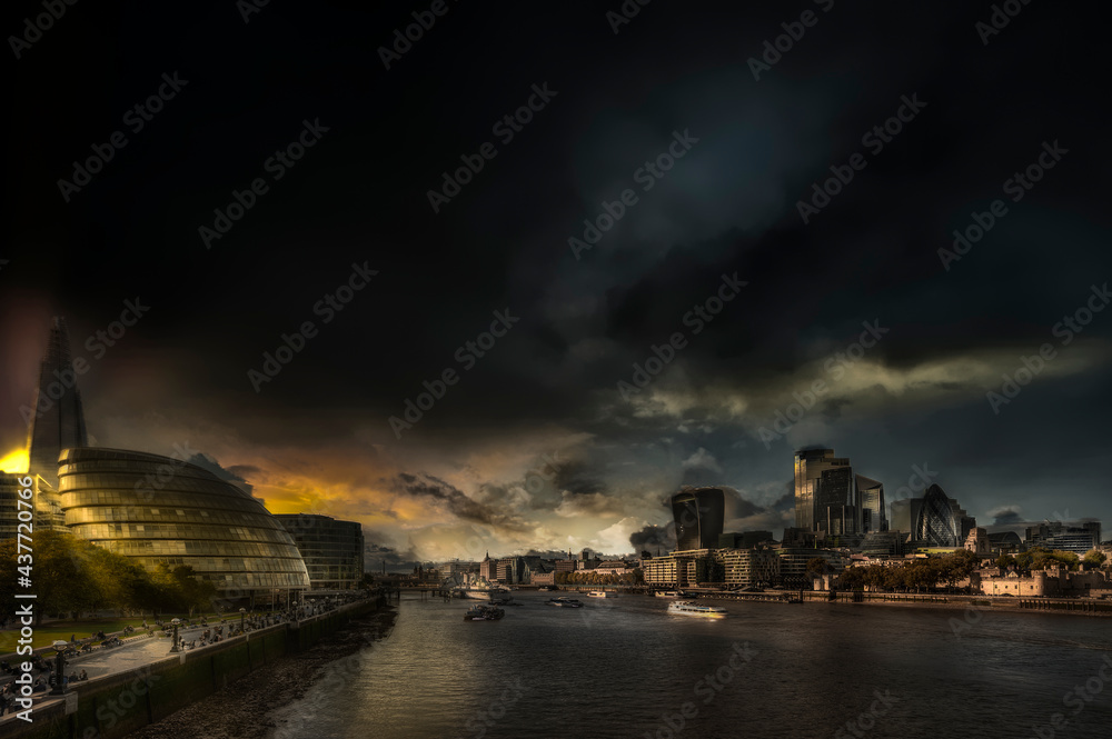 London City at sunset