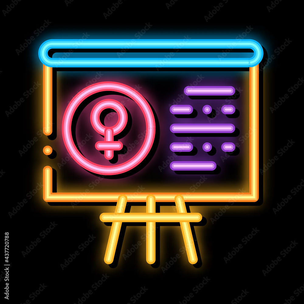 Blackboard Female neon light sign vector. Glowing bright icon Blackboard Female sign. transparent symbol illustration Blackboard Female neon light sign vector. Glowing bright icon Blackboard Female sign. transparent symbol illustration