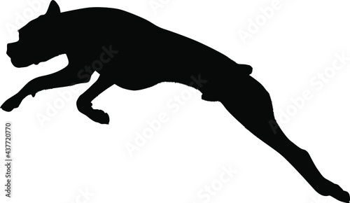Jumping dog silhouette isolated on white background vector illustration