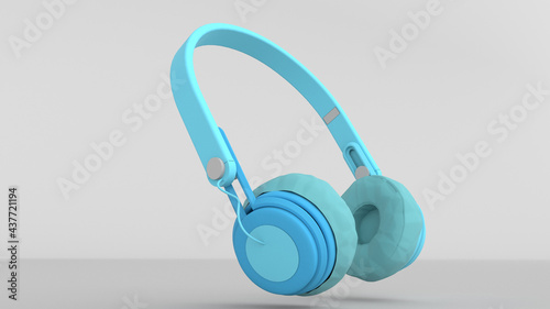 3d illustration of blue headphones