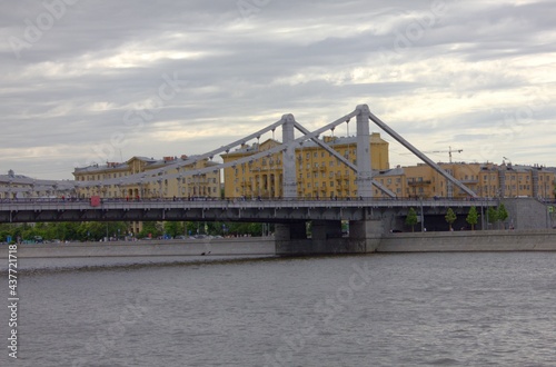Crimean bridge in Moscow, suspension bridge.