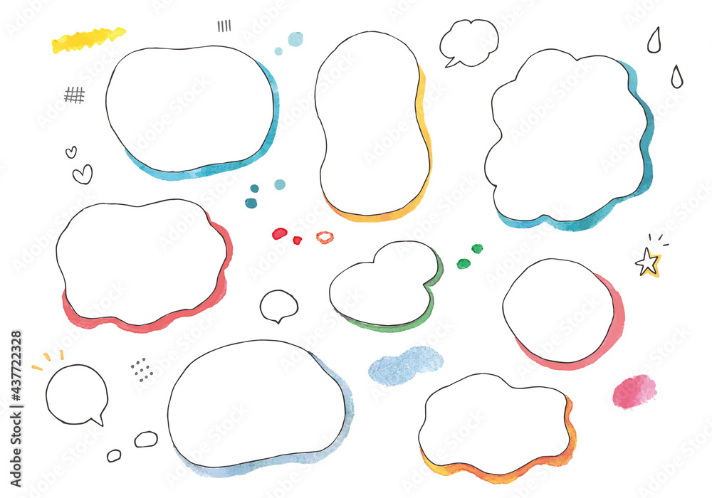 手描き&水彩の吹き出し・背景素材セット 手描き&水彩の吹き出し・背景素材セット