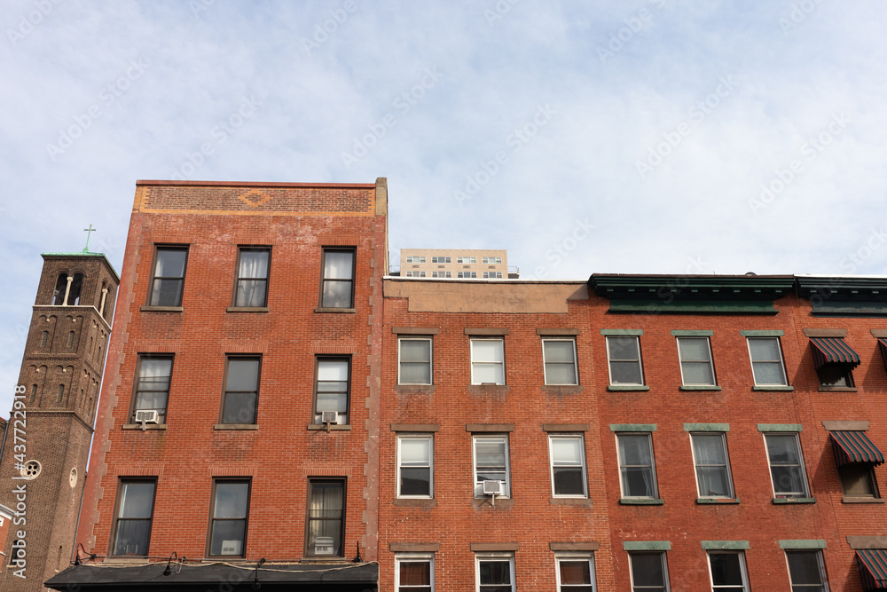 Row of Old Brick Buildings in Hoboken New Jersey