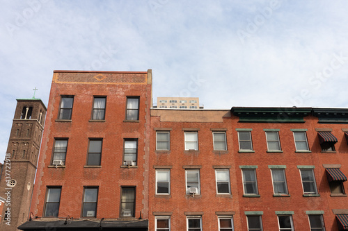 Row of Old Brick Buildings in Hoboken New Jersey