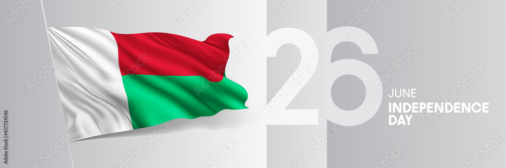 Madagascar happy independence day greeting card, banner vector illustration Madagascar happy independence day greeting card, banner vector illustration