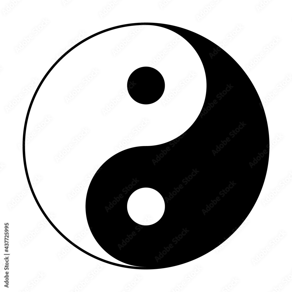 Yin yang symbol. Vector illustration of black and white circle symbolizing balance and harmony. Good and bad concept suitable for web, app, poster, card, banner, design. Yin yang symbol. Vector illustration of black and white circle symbolizing balance and harmony. Good and bad concept suitable for web, app, poster, card, banner, design.