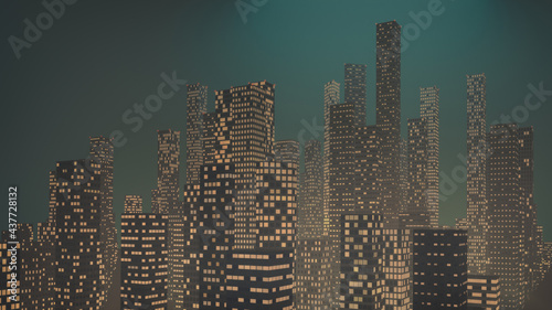 3d illustration of urban landscape at moody night photo