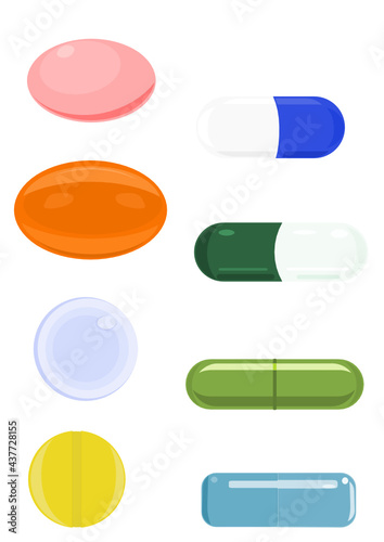 Medical tablets, capsules, pills set 