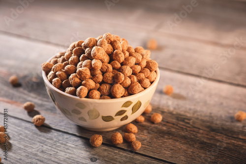 pile of textured Soya Chunks or Meal Maker in bowl photo