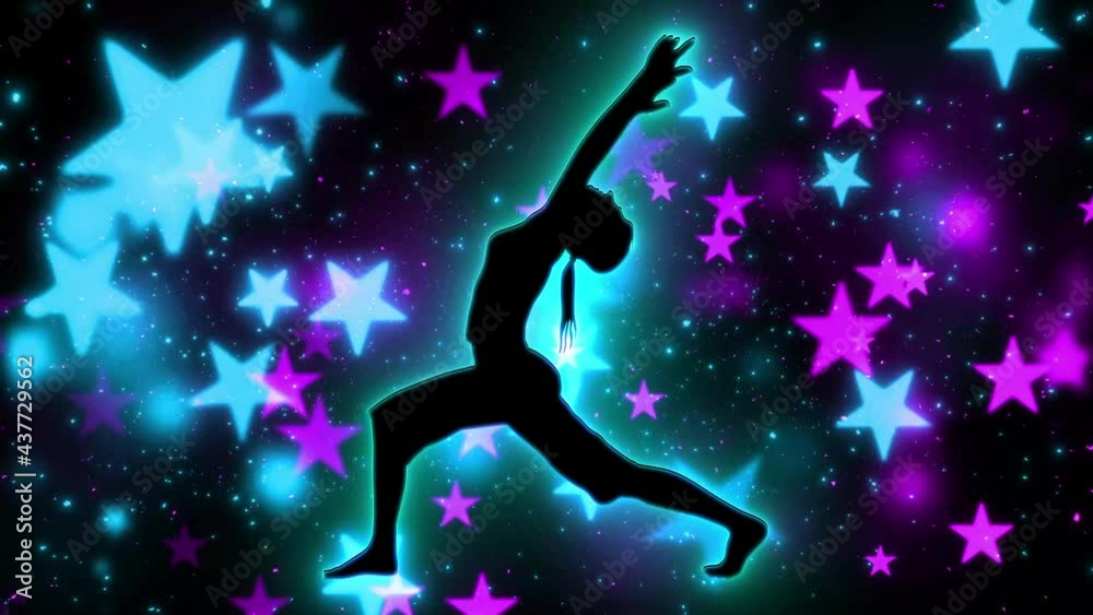Mysterious and glittering image of a woman in a yoga pose Mysterious and glittering image of a woman in a yoga pose