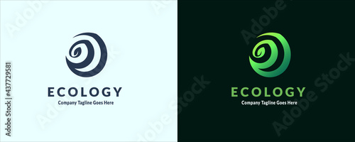 vector ecology logo design, vector green leaf represent as letter e isolated black and white background. usable logo design for business , industry , nature,