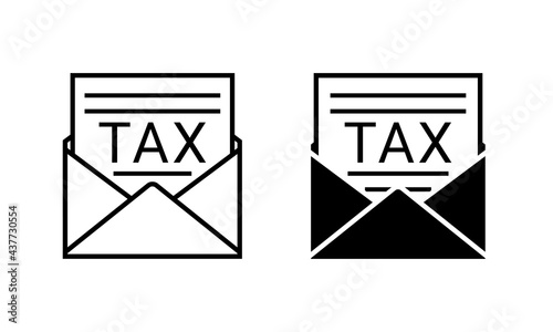 Tax letter, email or message. Tax document  in an open envelope. Illustration vector