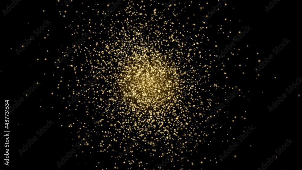 Obraz premium 真ん中を中心に金色に輝くボケの抽象的な背景素材 