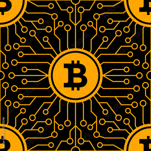 Bitcoin Golden Seamless Pattern