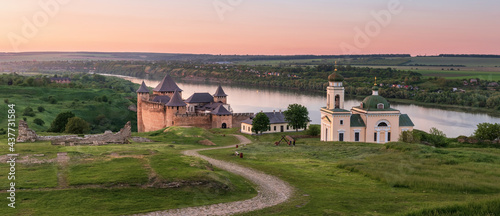 The Khotyn Fortress is a fortification complex located on the right bank of the Dniester River in Khotyn, Chernivtsi Oblast of western Ukraine. photo