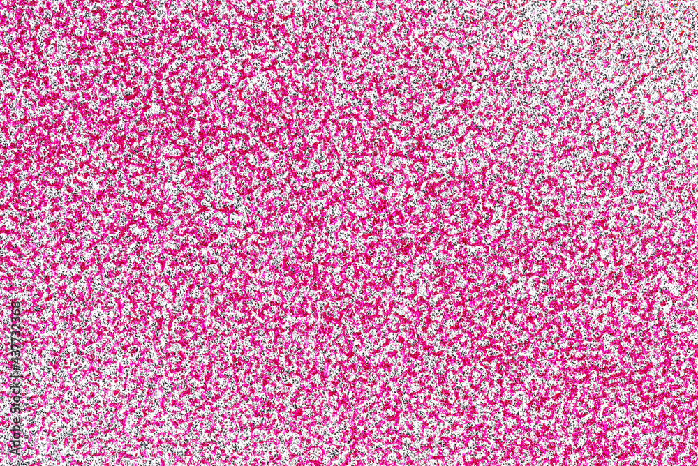 Real background made of pink shiny glitter, top view.