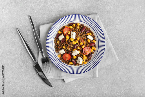 Healthy lentil salad with k...