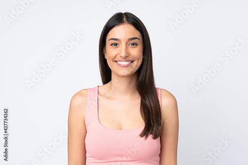 Young caucasian woman isolated on white background . Portrait