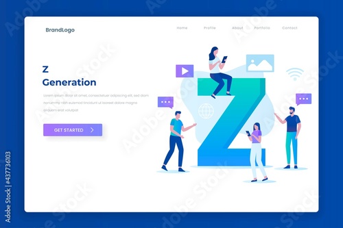 Z generation landing page illustration concept. Illustration for websites, landing pages, mobile applications, posters and banners.