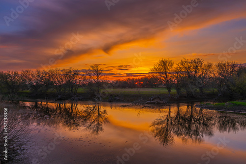 Spring sunset on the river