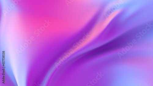 Iridescent chrome wavy gradient cloth fabric abstract background, ultraviolet holographic foil texture, liquid surface, ripples, metallic reflection. 3d render illustration.