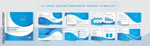 16 Pages Square Medical brochure template presentation, bifold square brochure design, magazine design