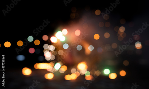 Abstract background, circular bokeh light. Bokeh from fire. selective focus