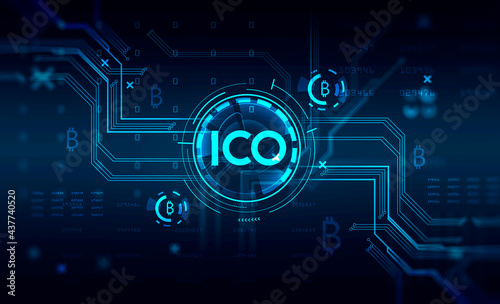 Abstract ICO HUD digital interface, blue color scheme