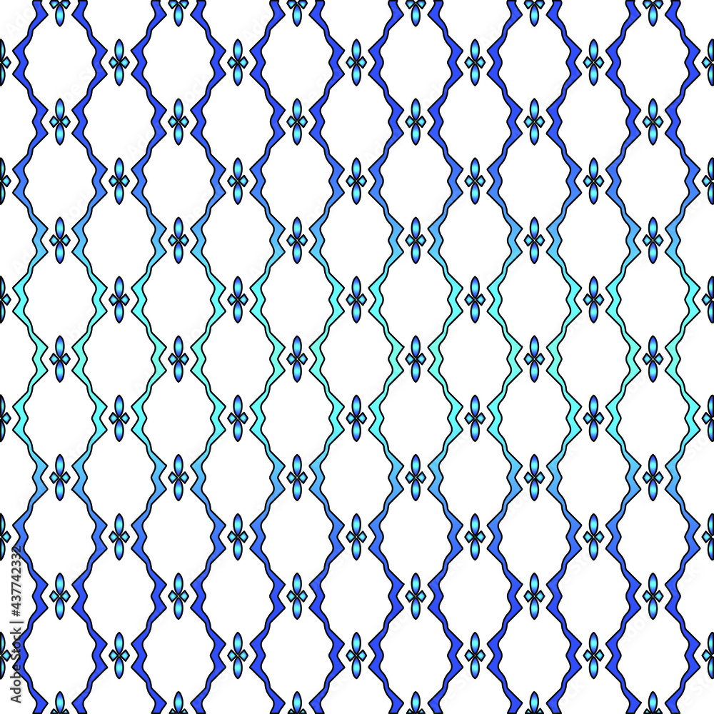 Fototapeta premium Geometric vector pattern with azure and blue gradient. simple ornament for wallpapers and backgrounds.