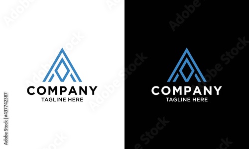 letter AA triangle logo design vector