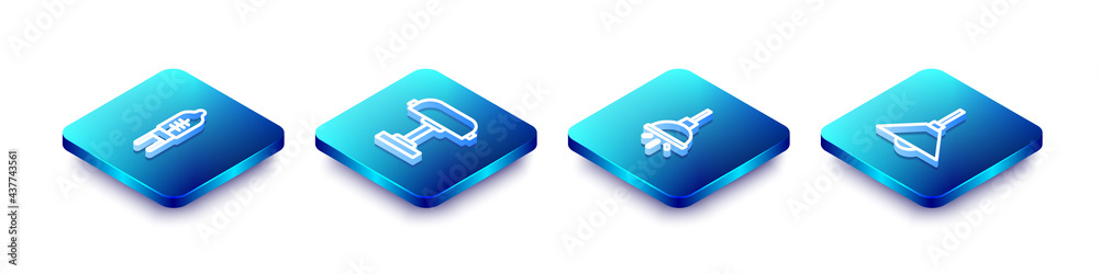 Set Isometric line Light emitting diode, Table lamp, Chandelier and Lamp hanging icon. Vector Set Isometric line Light emitting diode, Table lamp, Chandelier and Lamp hanging icon. Vector