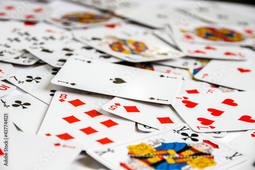 Classic playing card game laid out on a table