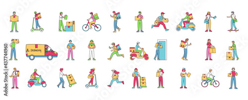 Set of delivery related icons Vector illustration