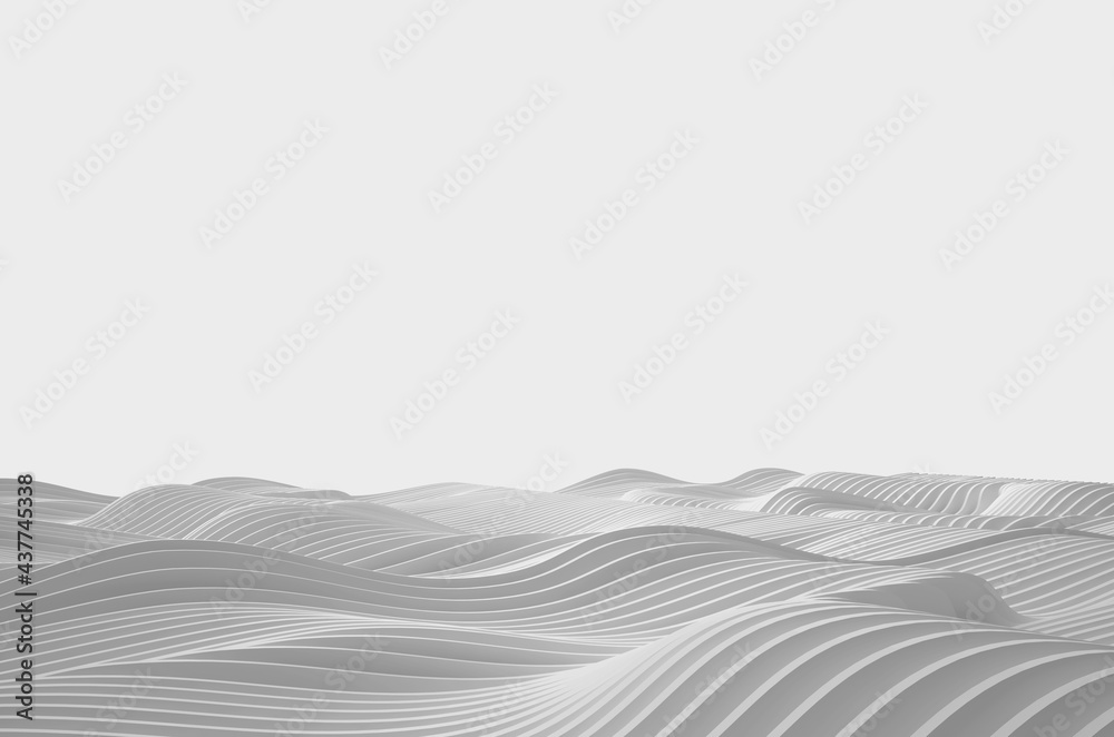 3d abstract render of parametric landscape high key
