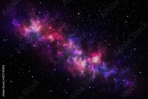 Space background with nebula and stars.Purple galaxy and stars on a dark background. Starry sky.